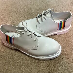 Dr. Martens White Leather Shoes with Colorful Accent